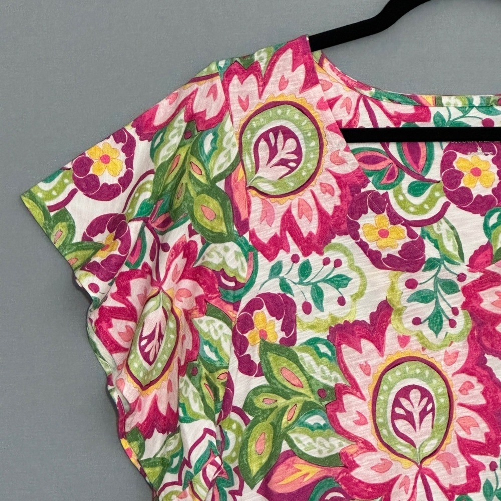 Soft Surroundings Women 3X Pink Green Floral Paisley Boho Tropical Casual Resort - Picture 2 of 10